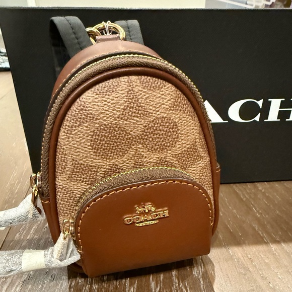 Coach Handbags - Coach Mini Backpack Key Ring  Signature Canvas Brown
